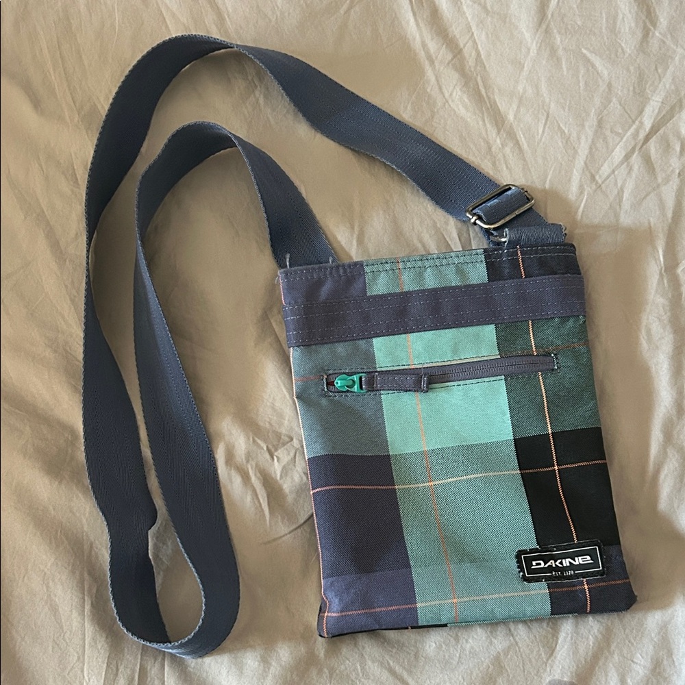 Dakine Plaid Messenger Bag in Blue and Green